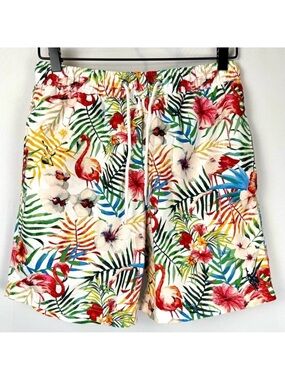 U.S. Polo Men’s Swim Trunks Pockets Tropical Print Elastic Waist Lining Small